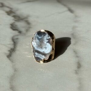 Luxury Natural Stone Adjustable Crystal Irregular Geode Gold-plated Ring
